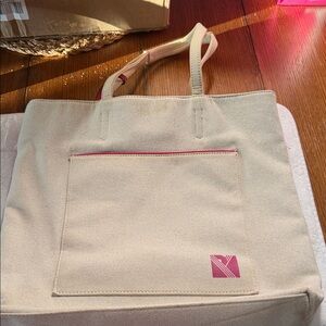 Reed & Barton Beige Tote with Pink Details